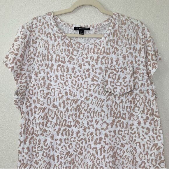 INC International Concept Animal Print Short Sleeves Women's Tee, Size XXL - Picture 2 of 11